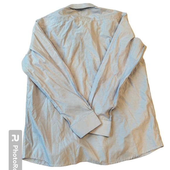 Larsson and co dress shirt - size 16 1/2 - light blue white small stripe - Picture 2 of 5